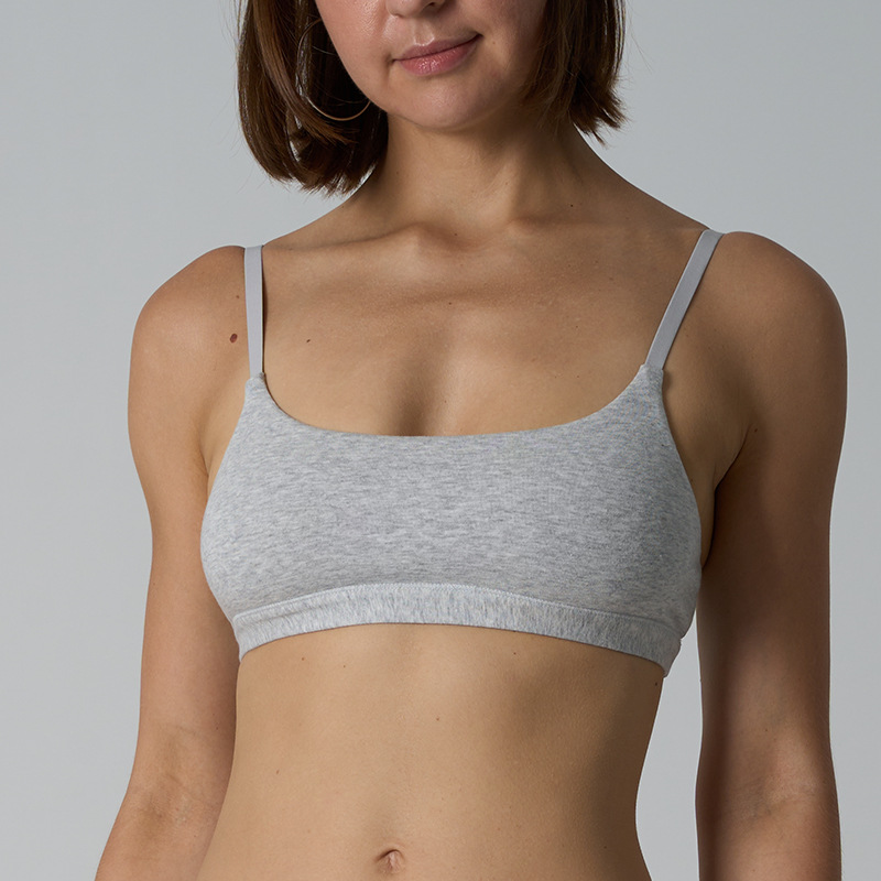 綿スクープ Bralette シームレスな通気性の下着女性フィットネススポーツブラ固体レディースソフトノーブラパッドブラジャーホーム下着