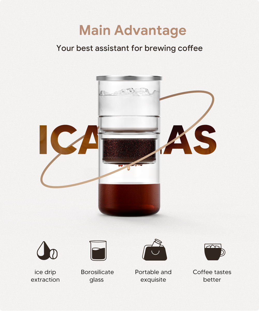 Protable アイスコールドブリューコーヒーポットセットドリップフィルター Ecocoffee アイスツールバリスタ手作りガラスコーヒーメーカーコーヒードリッパーポット