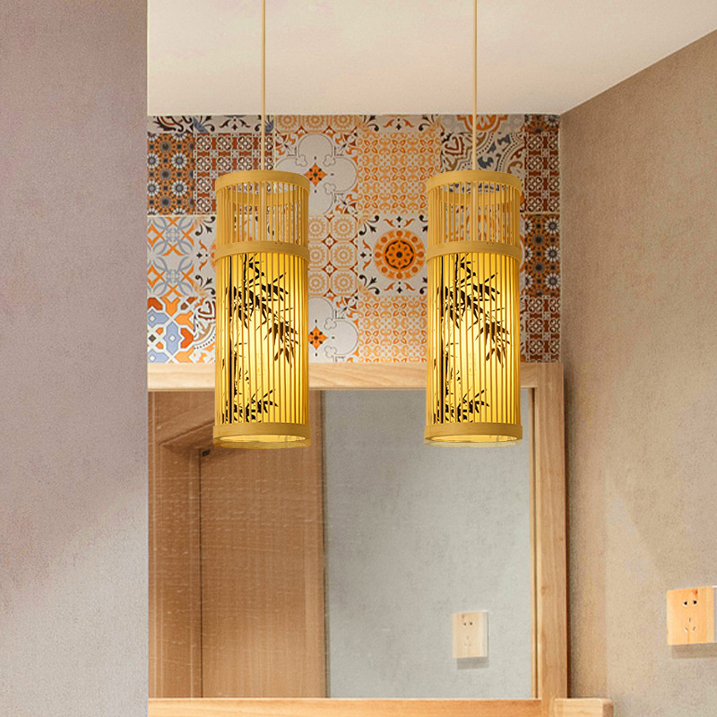 中国風の竹アート竹シャンデリアクリエイティブ禅茶屋レストランホテル鍋ショップB