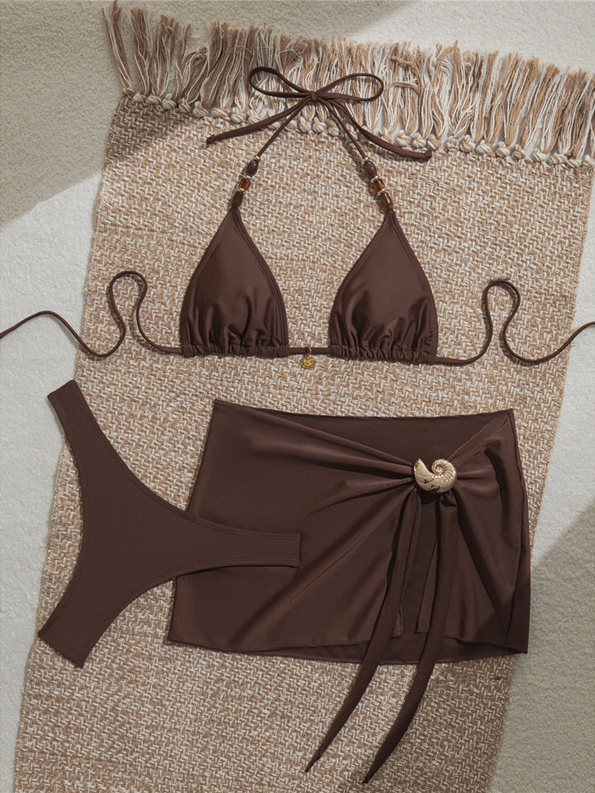 With Skirt Halter Bikini Women Swimwear Female Swimsuit Brazilian Padded Bather Bathing Suit Swim Three-pieces Bikini set