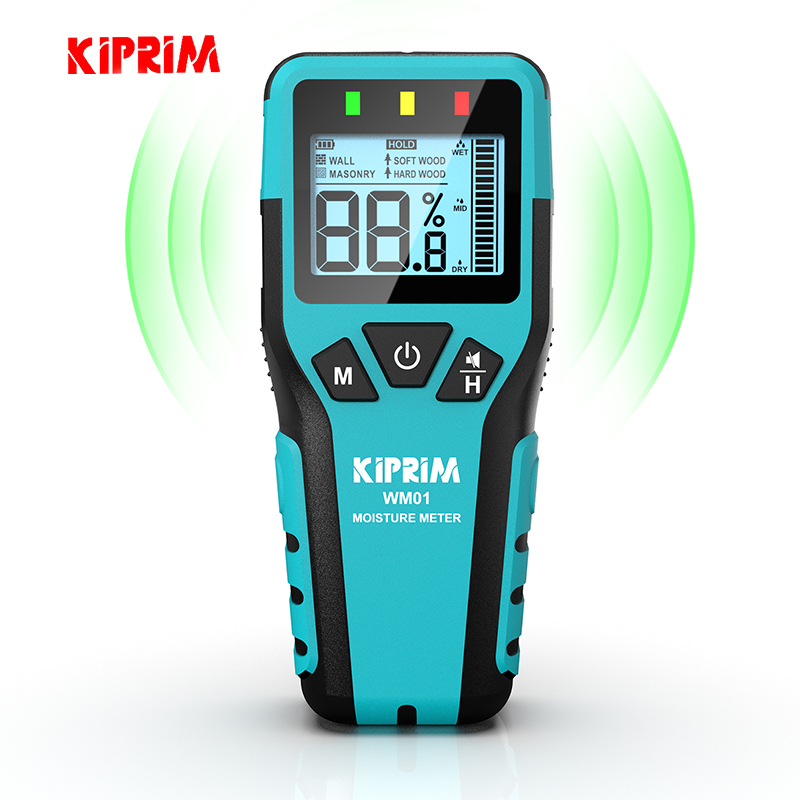 Kiprim 誘導木材水分計湿度計非接触木材湿った壁検出器非破壊ピンレス湿度テスター