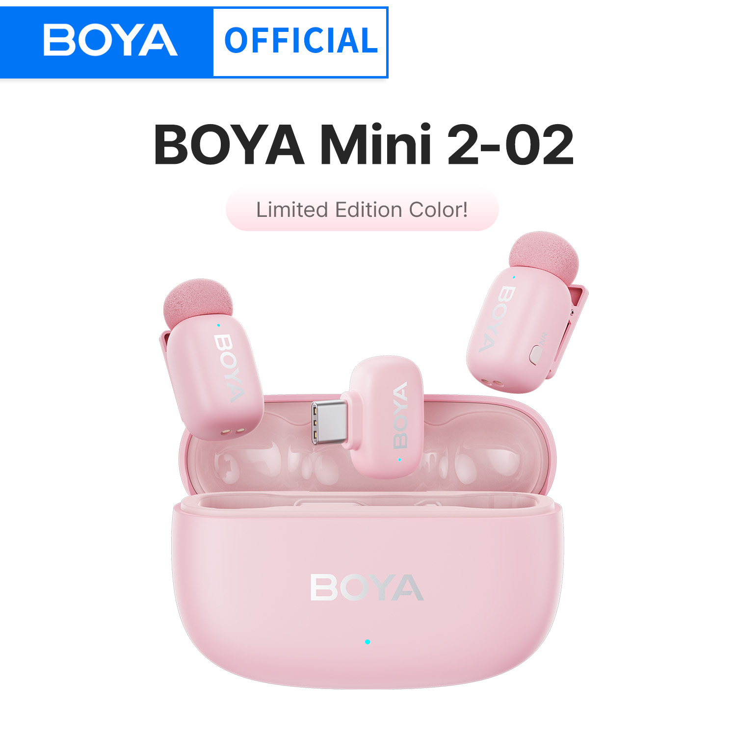 BOYA Mini 2 ピンクワイヤレスラベリアマイクミニマイク IPhone15-17 USB-C Android 電話 AI ノイズリダクションビデオ録画用