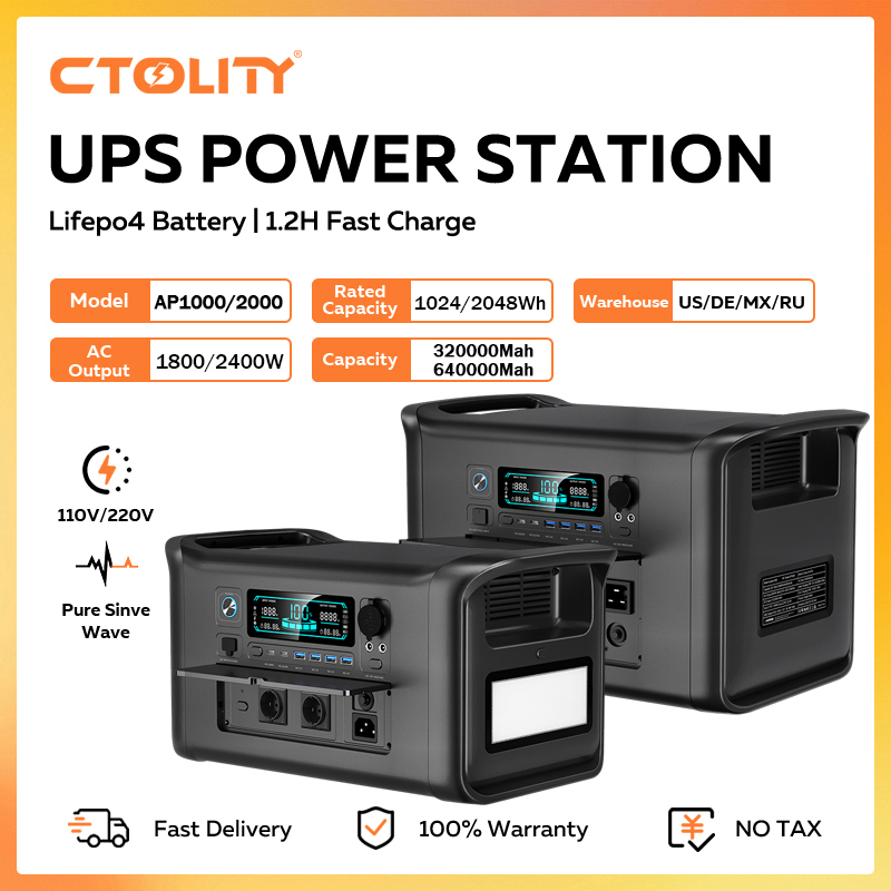 CTOLITY 1600 ワットポータブル発電所 Lifepo4 バッテリー 2400 ワット太陽光発電 AC コンセント急速充電屋外キャンプ RV ホーム
