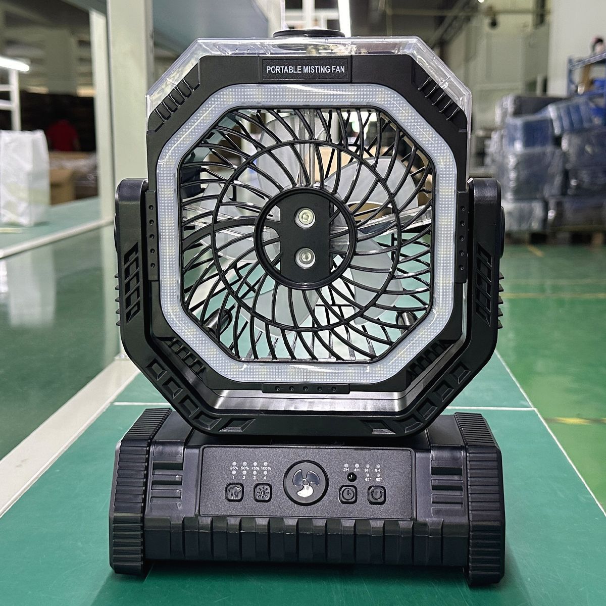 充電式キャンプミストファン、氷冷感、超耐久性、超強風、屋外用水スプレーファン