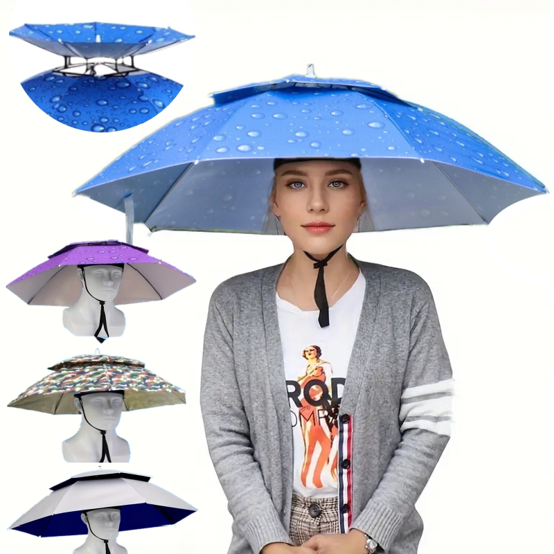 雨傘帽子折りたたみサンシェード防水釣り帽子キャップビーチヘッド帽子二層 UV 保護日焼け止め