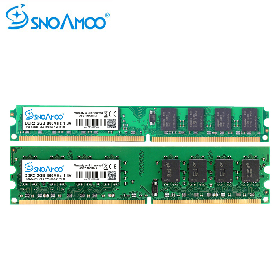 SNOAMOO デスクトップ PC DDR2 2x2GB RAM 800MHz 667Mhz PC2-5300U CL6 240 ピン 1.8V メモリ（AMD および Intel 互換コンピュータ用）