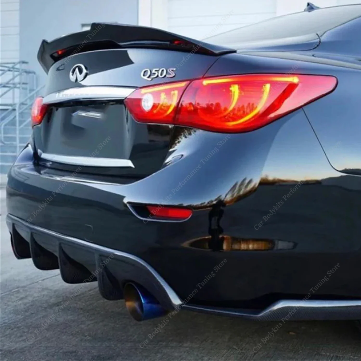 PSM スタイルハイキックトランクスポイラーインフィニティ Q50 Q50S 2.0T 2.2D 3.0T 3.5V6 V37 リアトランク尾翼ボディキット 2013-2023 チューニング