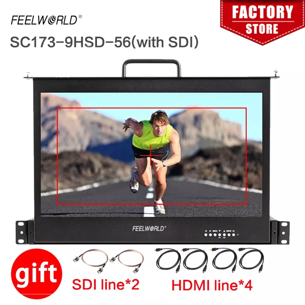 Feelworld 17.3 インチ 1RU プルアウトラックマウントモニターフル HD 1920x1080 SC173-HD-56 ブロードキャストディレクターモニター用