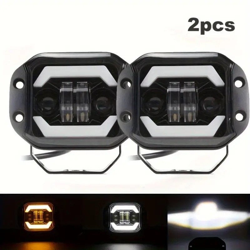 5インチ LED ワークライトバー スポットライト フラッシュマウント ヘッドライト エンジェルアイ ハイ/ロービーム オフロード 4X4 ATV Niva Lada トラック ATV UTV用