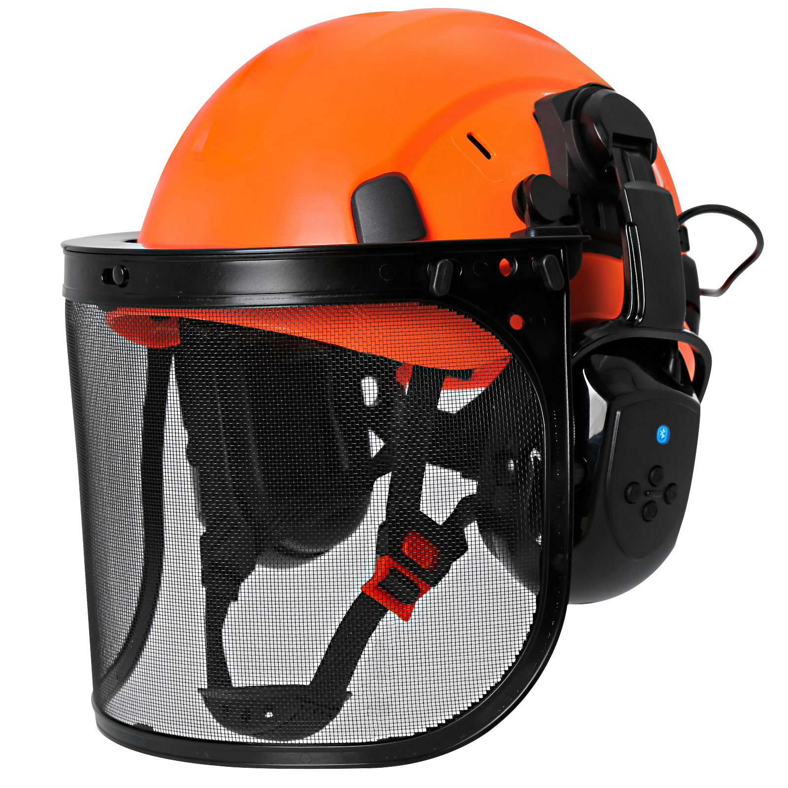 CE 保護フルフェイスメッシュシールドマスク林業チェーンソー安全ヘルメット刈払機トリマーハード帽子 Bluetooth イヤーマフ付き