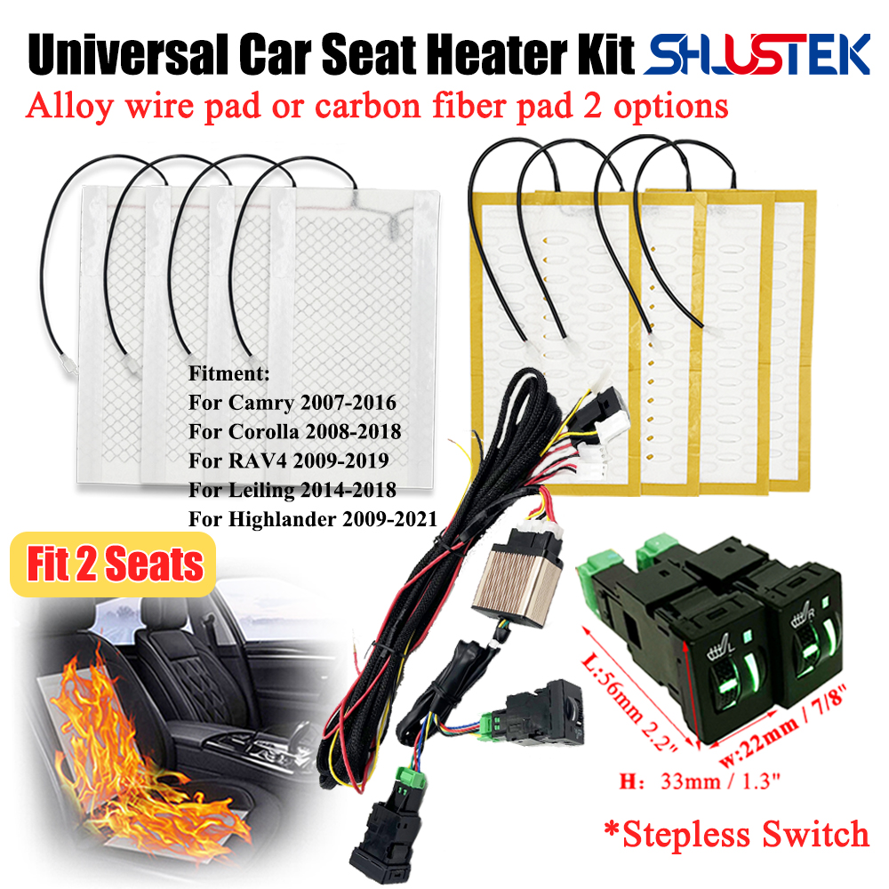 12V カーシートヒーターキット 2 席用 25W 加熱パッド 4 個付き
