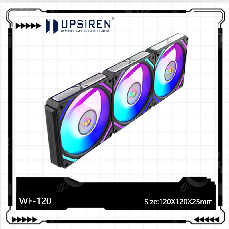 UPSIREN WF-120 ARGB PWM 3個 シャーシファン ARGB120mm/4PIN PWM/マジックカラーワイヤレスステッチング コンピューター放熱ファン