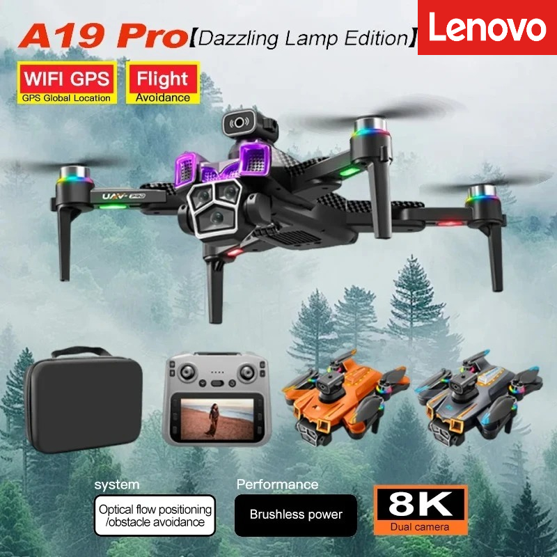 レノボドローン A19 プロ 4K プロフェッショナル 5G GPS HD デュアルカメラ写真撮影ブラシレス折りたたみ Quadcopter RC 距離ドローンおもちゃ