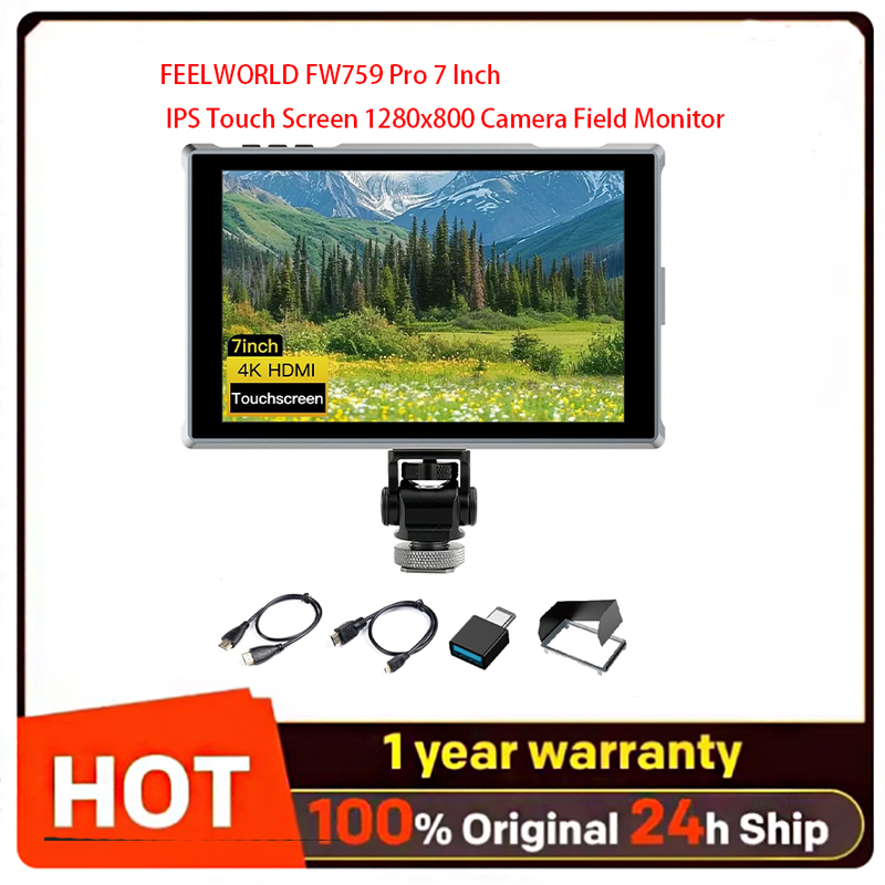 FEELWORLD FW759 プロ 7 インチ IPS タッチスクリーン 1280x800 カメラフィールドモニターサポート 4K HDMI、カメラモニター上の AV 信号 DSLR