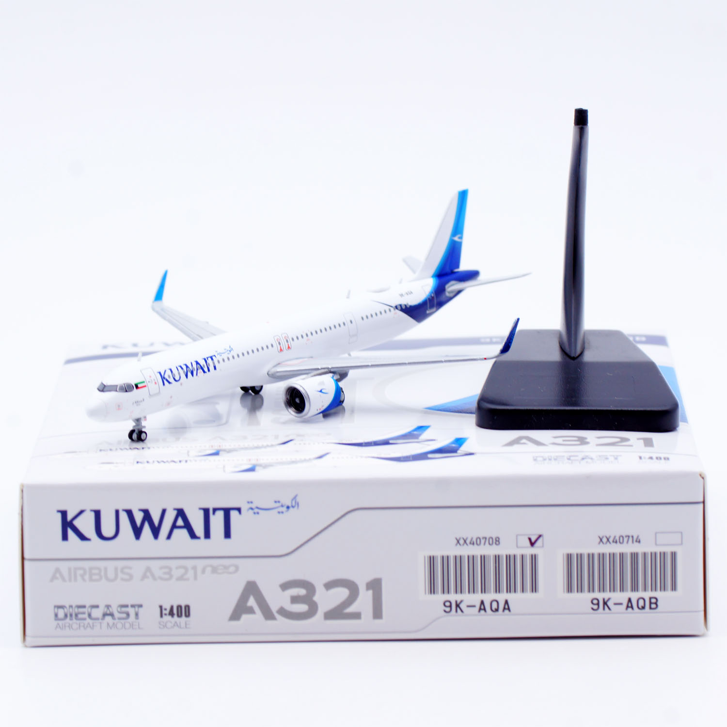 XX40708 合金コレクター飛行機 JC ウィング 1:400 クウェート航空エアバス A321neo ダイキャスト航空機ジェットモデル 9K-AQA スタンド付き