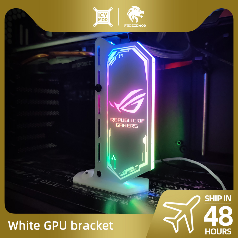 ホワイト GPU ブラケット RGB VGA スタンドビデオカードサポート ASUS ROG 垂直 12 V/5 V カスタマイズされたゲーマー MOD PC RTX4090 ブランホルダー DIY