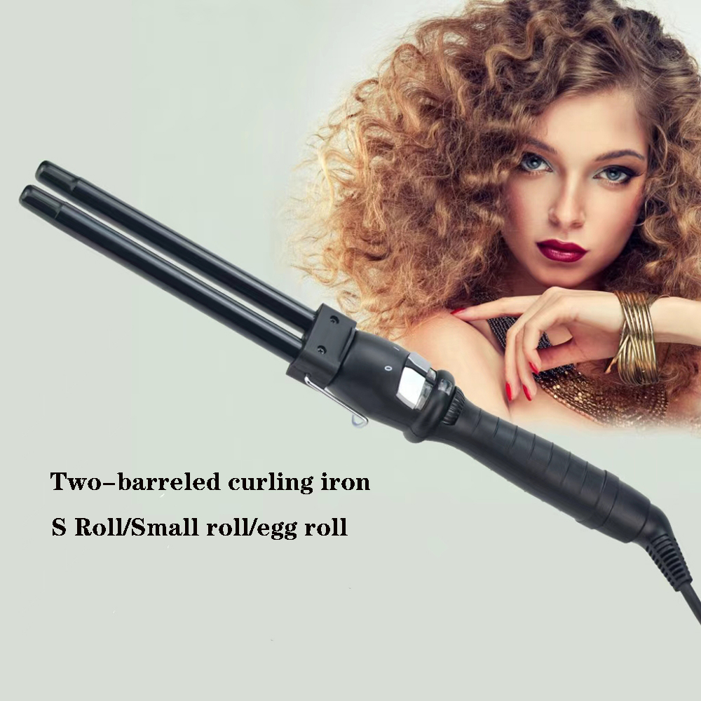 13mm Two-barreled Curling Iron Electric Hair Curler for Women Professional Ceramic Curling Iron Adjustable Temperature Hair Styl