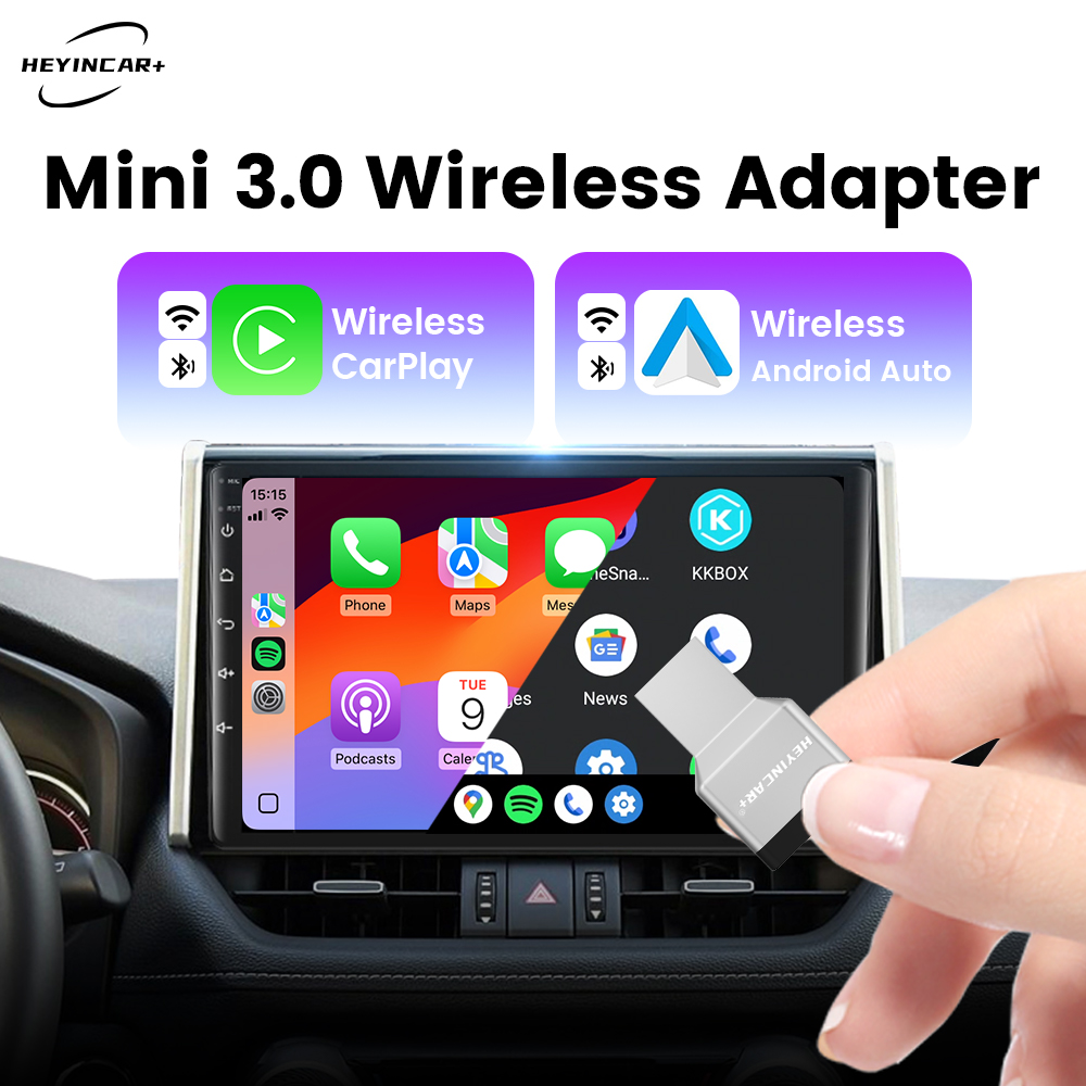 HEYINCAR ミニ 3.0 ワイヤレス CarPlay Android 自動アダプター USB ドングルラグ再生 Bluetooth 5.8 Wifi 自動接続ワイヤーカー Carplay