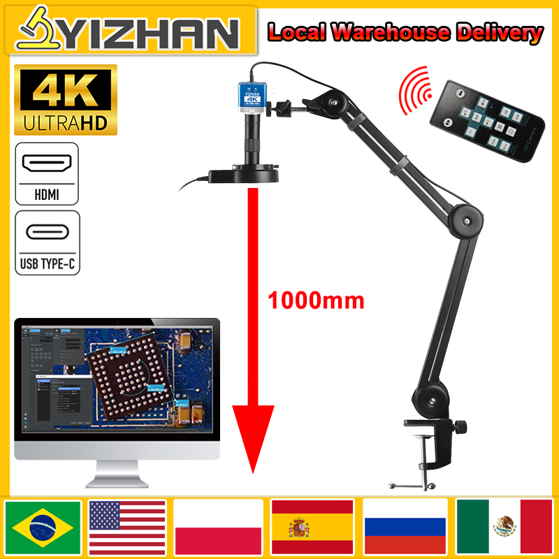 YIZHAN 150倍ズームレンズデジタル電子顕微鏡 4K 60MP/48MP/13MP HD顕微鏡カメラ HDMI USB 工業用はんだ付けツール