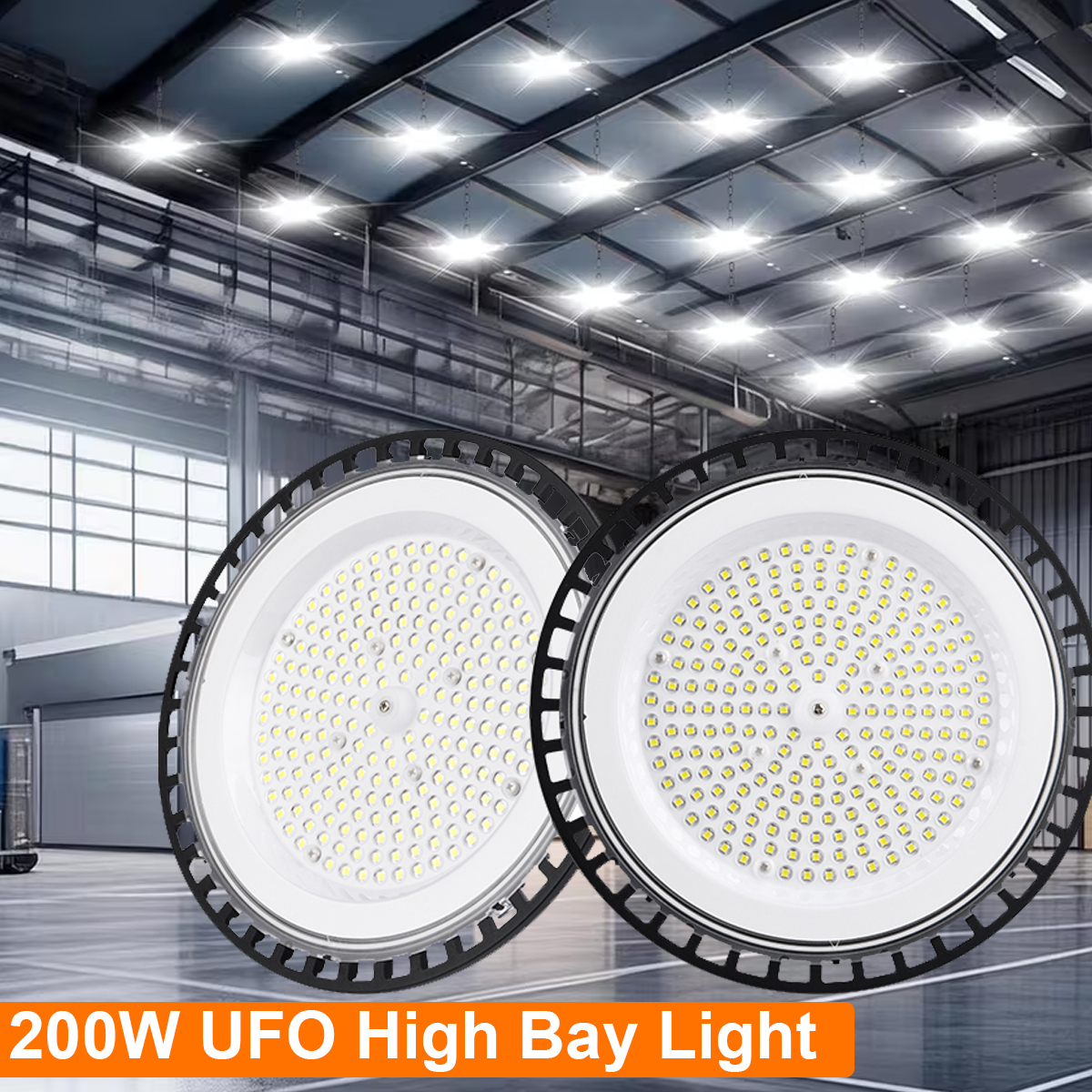 100 ワット/200 ワット UFO LED 超高輝度ハイベイライト屋外 IP66 6500 K 商業倉庫工業用ランプ工場ワークショップガレージ用