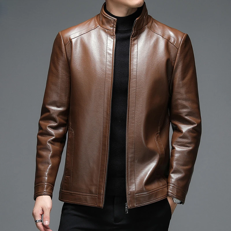 本革ジャケット男性服春ヤギ革ジャケット男性ビジネスカジュアル薄型コート Jaqueta Masculina Couro Legitimo