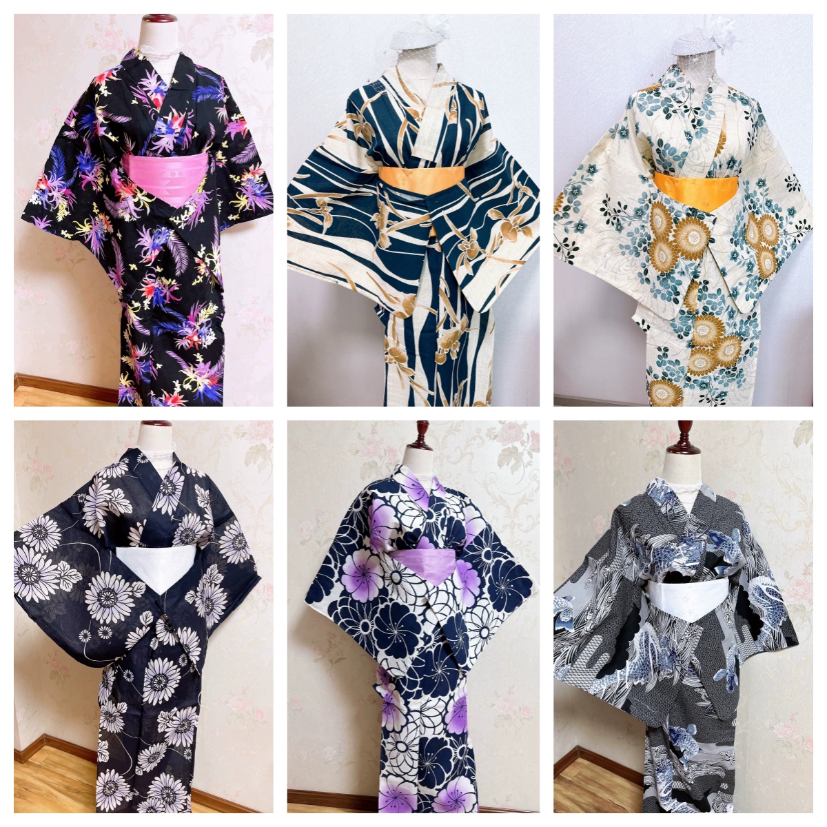 日本の女性の着物、伝統的なスタイル、長さ163cm、軽量純綿、レトロな日本の写真撮影用