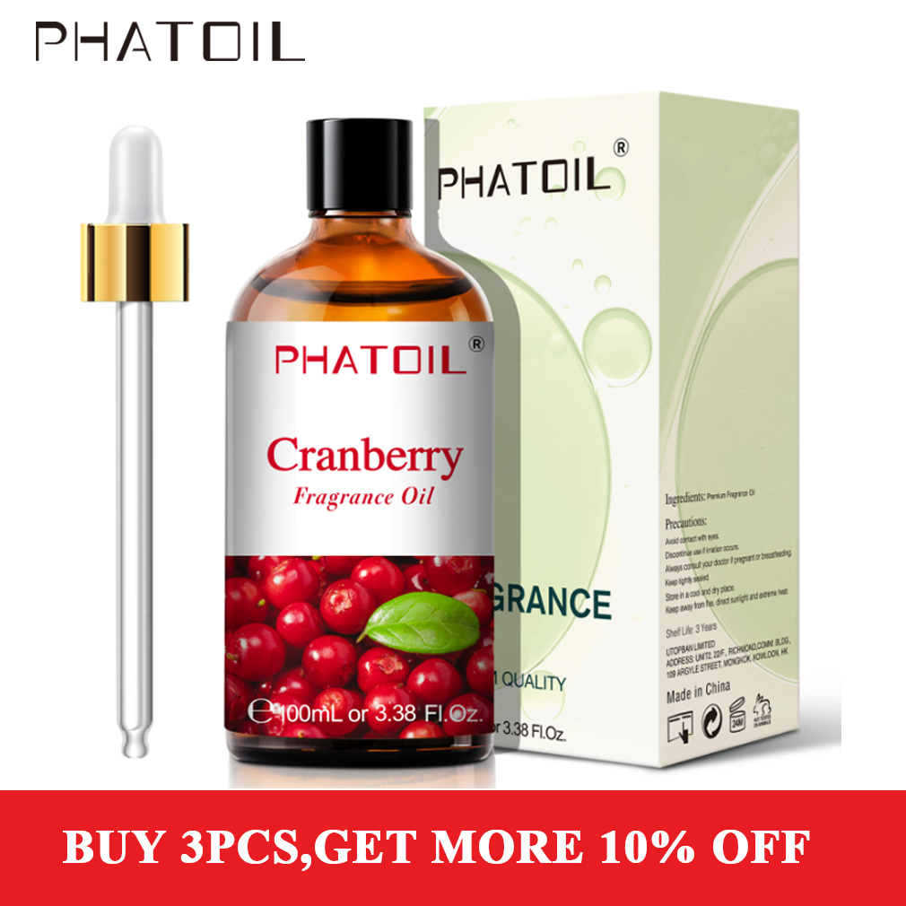 PHATOIL クランベリー フレグランス オイル 100 ミリリットル エッセンシャル オイル キャンドル石鹸作り用 ブルーベリー キュウリ メロン グリーンアップル ココナッツ バニラ