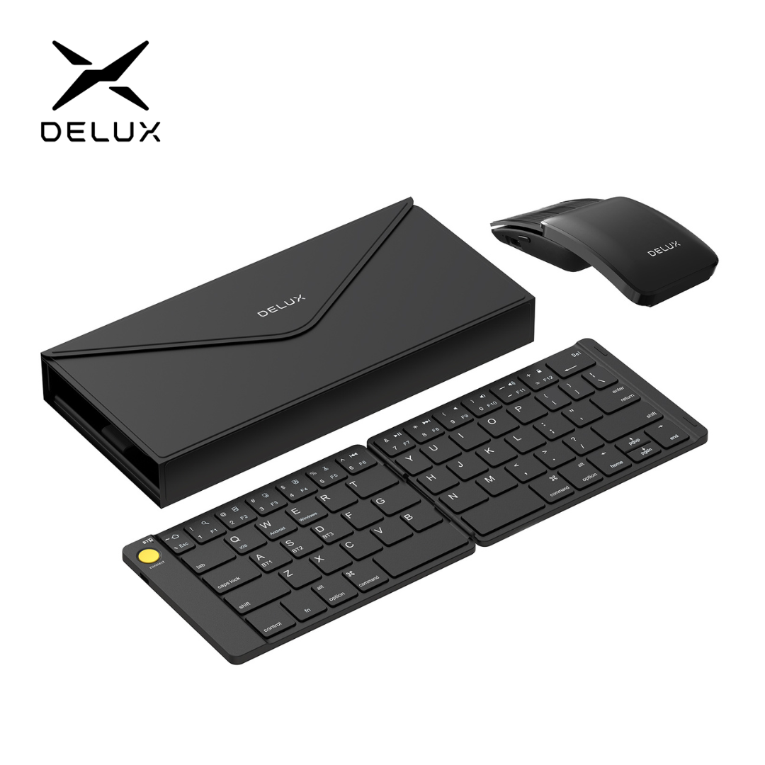 デラックス折りたたみキーボードマウスセットワイヤレス超スリムポータブルサイレントキットマルチデバイスサポート Windows Android IOS システム