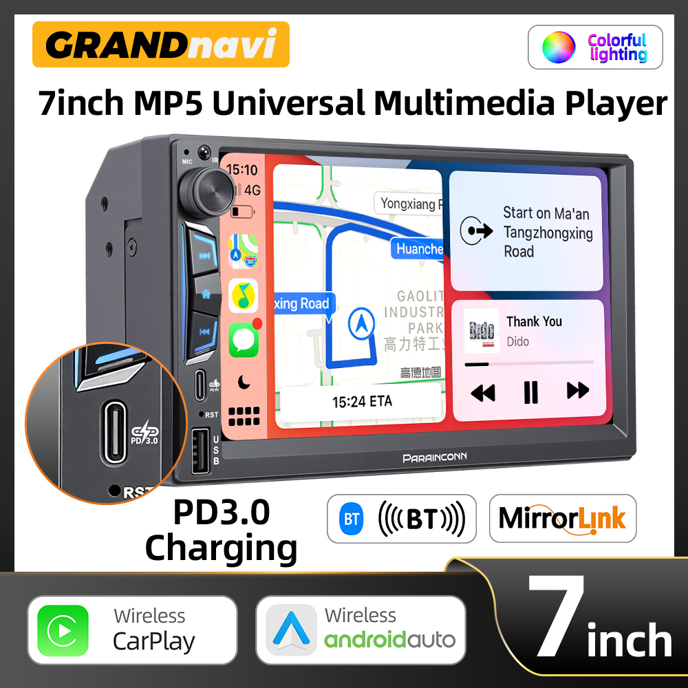 2DIN 7 インチカーラジオ MP5 プレーヤーワイヤレス CarPlay Android 自動ミラーリンクタッチスクリーン Bluetooth FM ステレオ PD3.0 高速充電