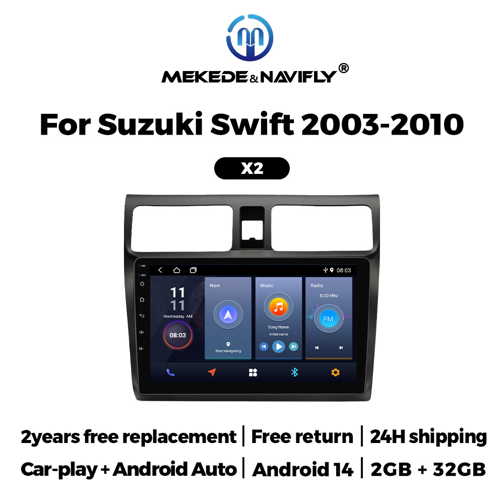 新 2025 10 インチ画面 Android 14 スズキスイフト 2003 -2010 ワイヤレス CarPlay Android オートカーラジオマルチメディアプレーヤー GPS ナビ