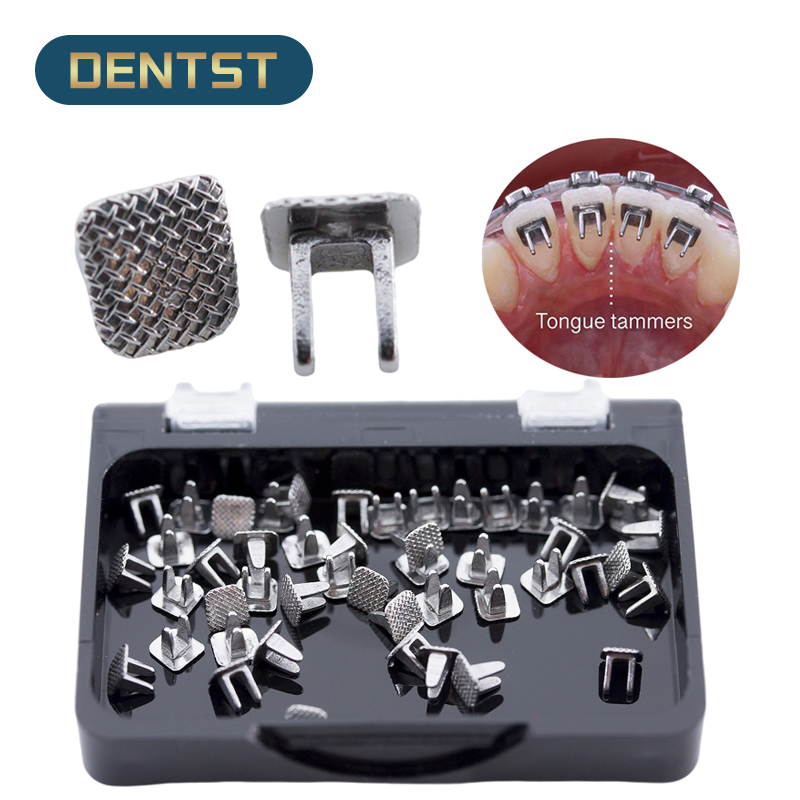 Dentst 50 個歯科矯正舌テイマー舌側スパイク結合可能なヒンジ舌習慣咬傷ターボ修正ボタンブラケット
