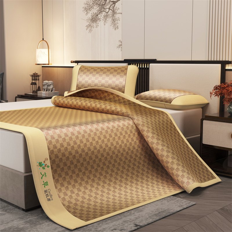 New Ice Rattan Mats Summer Natural Plant Fibre Cooling Mat for Bed Breathable Foldable Mugwort Cool Pad Single Double Bed Sheet