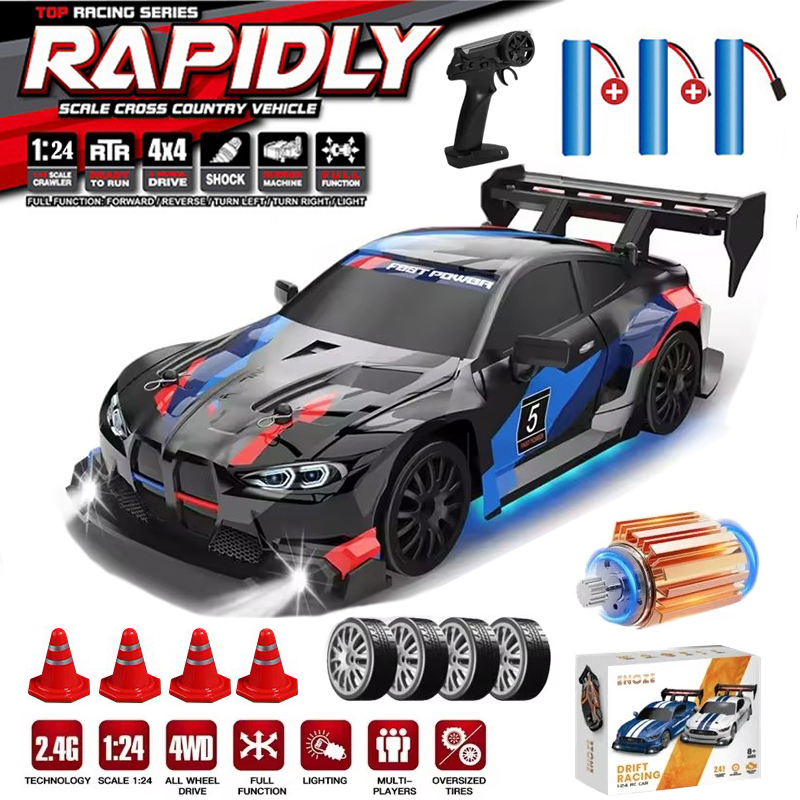 RC ドリフトカー 4WD リモコン高速レーシング車両 LED ライト付き 2.4GHz ラジオ 4x4 オフロードトラックのおもちゃ子供用
