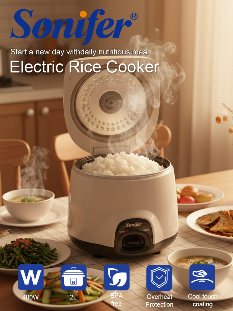 Sonifer SF-4035 2L 炊飯器 400W ワンキー簡単キャリースチーマー ノンスティック保温ミニ
