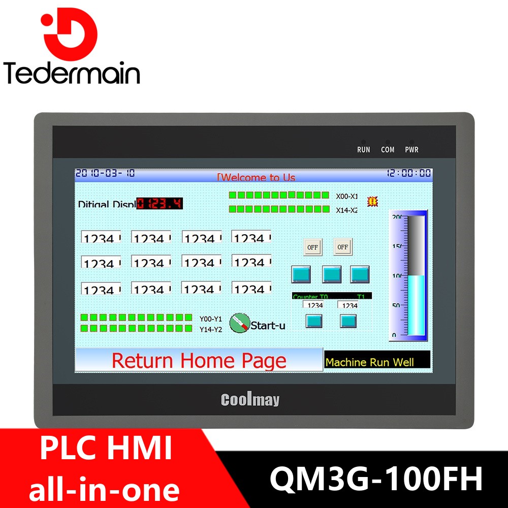 Coolmay 10.1 インチ HMI PLC タッチ スクリーン QM3G-100FH-44MT デジタル プログラマブル ロジック コントローラー オールインワン マシン 30 リレー出力