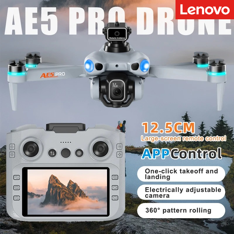 レノボ 2026 新しい AE5 ドローン 4K プロフェッショナル 8K HD カメラリモコン画面 WIFI UAV ブラシレス折りたたみ式 Quadcopter おもちゃ