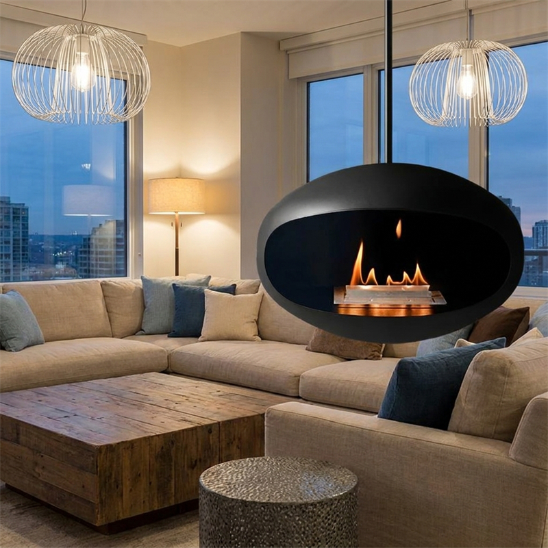 アメリカ吊り Chimenea 北欧ホーム暖房装飾デザイナー屋外暖房ストーブリビングルームのポーチ本物の火暖炉