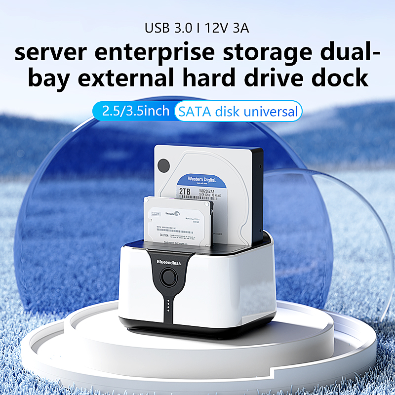 Blueendless 2 ベイ HDD ボックスケース HDD ドッキングステーション SSD ケースデュアルベイオフラインクローン SATA から USB 3.0 アダプタ 2.5 3.5 SSD ディスク用
