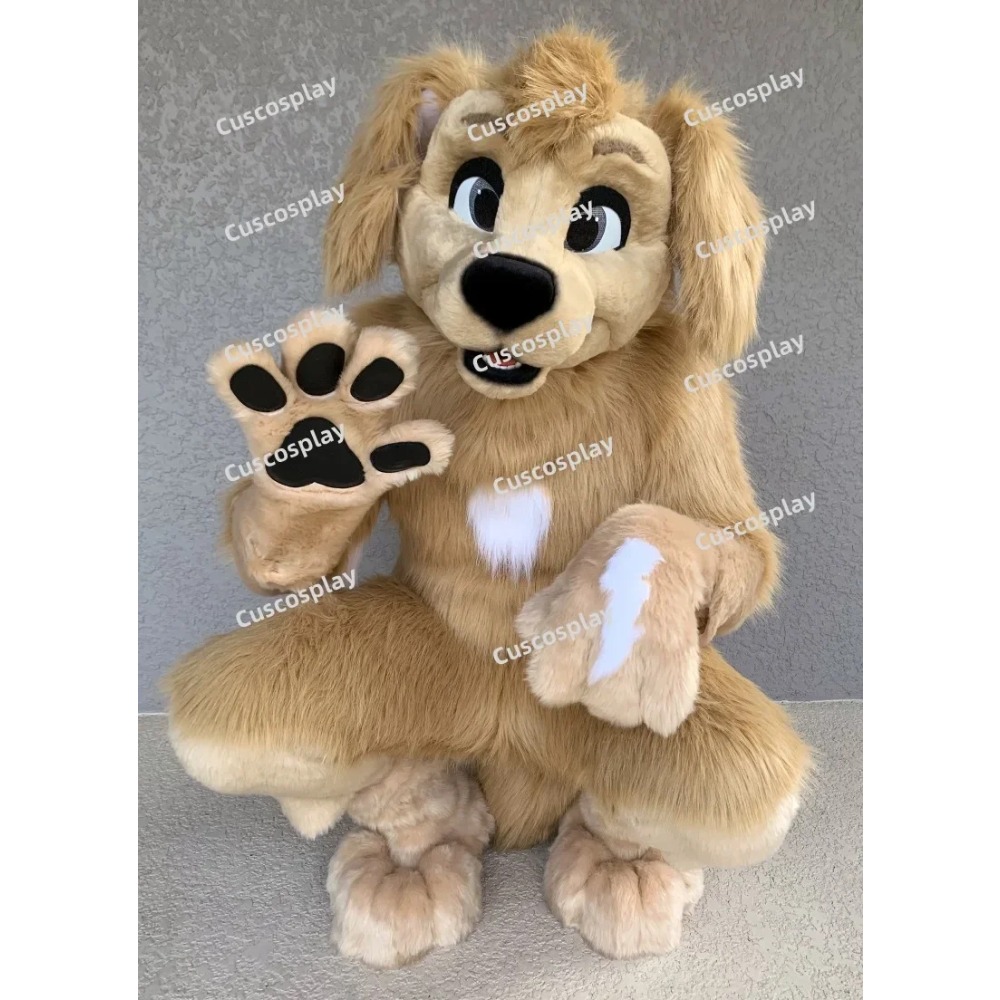 茶色の毛皮のキツネ犬ハスキーマスコット衣装毛皮のスーツ着ぐるみハロウィンクリスマス誕生日パーティーギフト