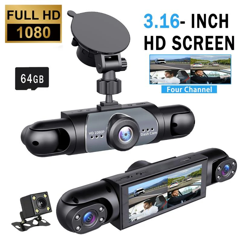 1080P WIFI 4 チャンネル車ダッシュカメラブラックボックス運転 DVR 車フロント左右リア 24H フル HD 駐車ビデオレコーダー 4 レンズ