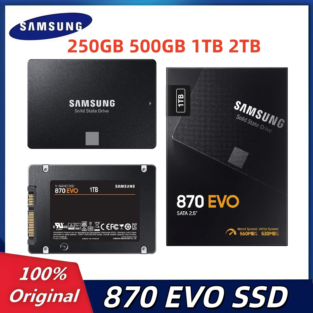 オリジナルサムスン 870 EVO 2.5 ''SSD 250 ギガバイト 500 ギガバイト 1 テラバイト 2 テラバイト内部ソリッドステートドライブストレージディスクラップトップまたはデスクトップ用