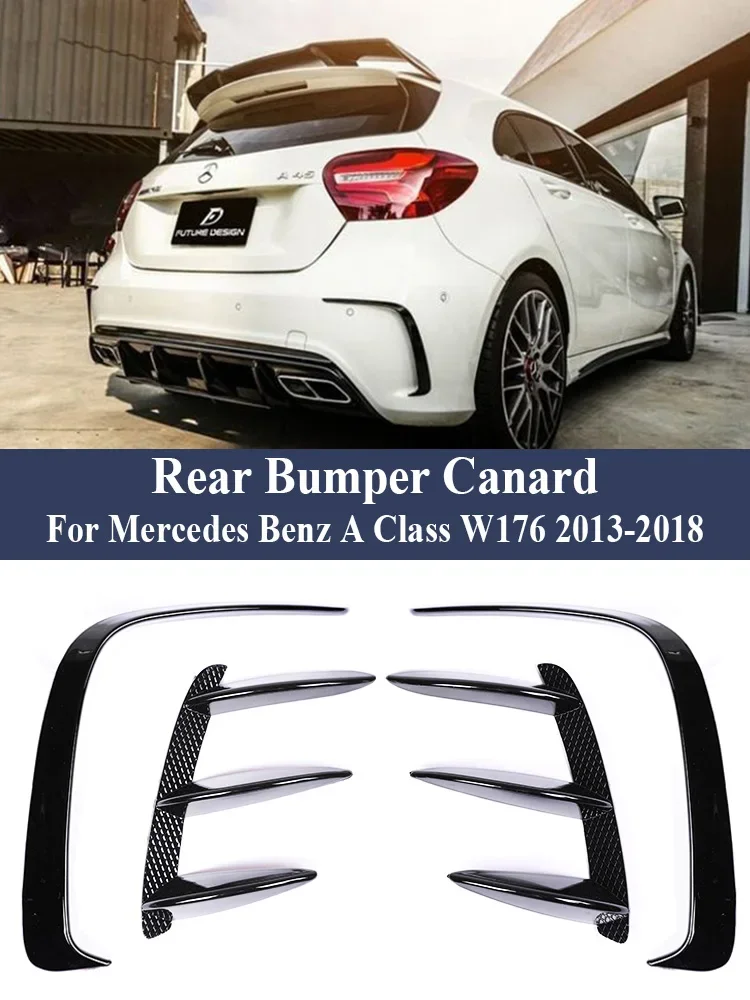 リアバンパーカナード メルセデスベンツ A クラス W176 エアベント A45 スポーツスプリッタースポイラーフラップカバー 2013-2018 ブラック AMG ラインのみ