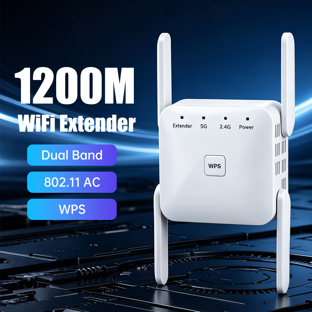 1200Mbps ワイヤレス WiFi リピーター 2.4Ghz 5G AP ルーター Wi-Fi ワイヤレス信号ブースター長距離アンプエクステンダーネットワーク Wlan