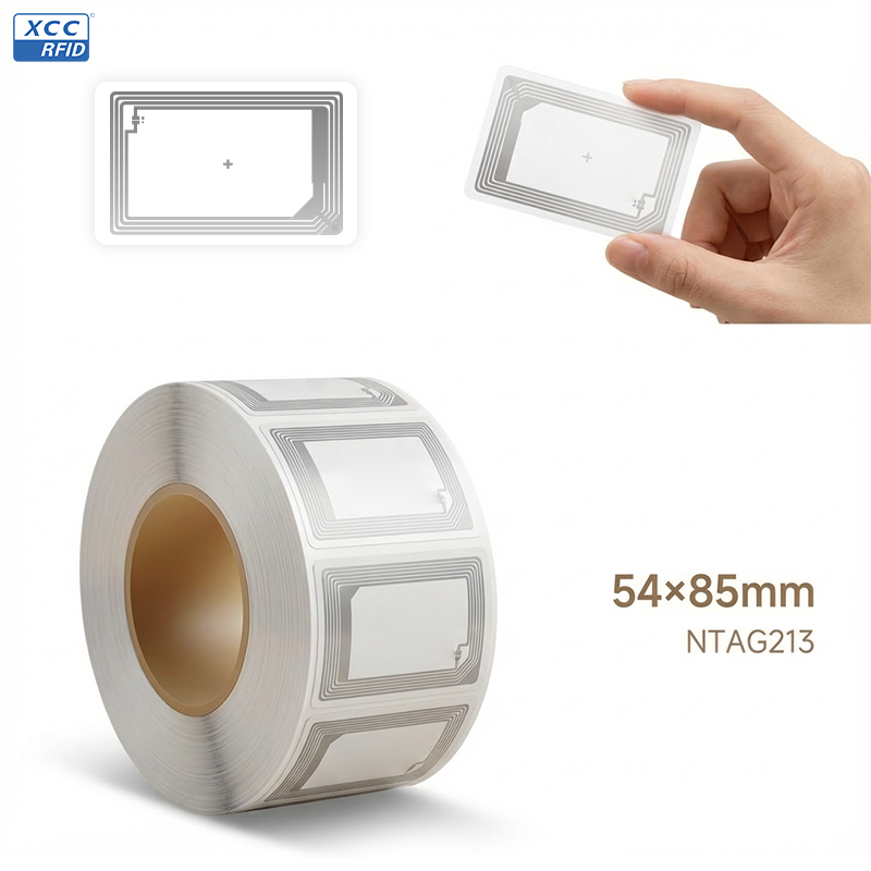 NTAG213 NFC ウェット インレイ 54x85 mm RFID インレイ、長距離プログラマブル PVC および ID カード用のフルページ アンテナ付き