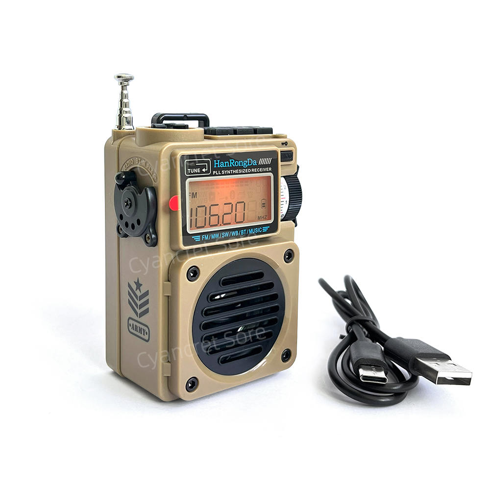 ポータブルラジオミニポケットFM AM MW SW WBフルバンドレシーバーLCDスクリーン音楽プレーヤーサポートBluetooth MP3 TFカードスピーカー