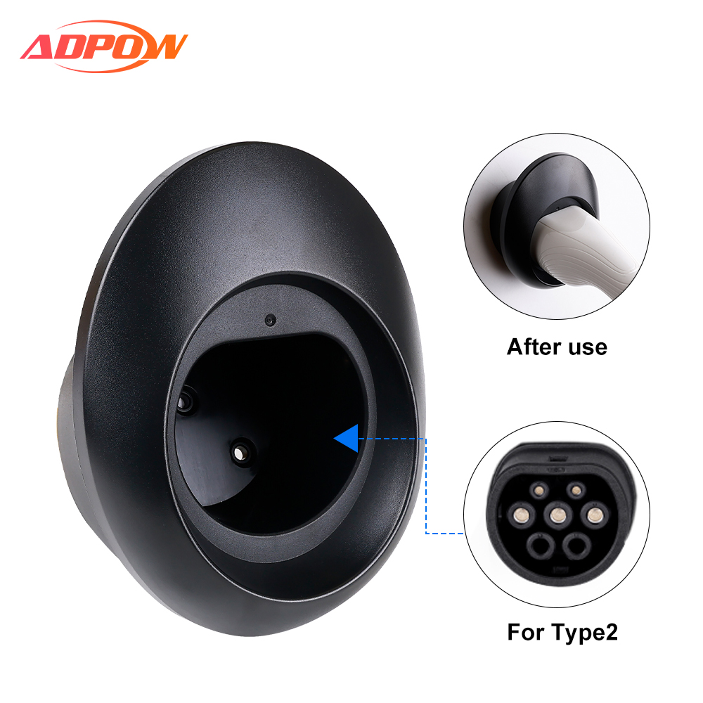 ADPOW EV 充電器プラグホルダー 電気自動車タイプ 2/タイプ 1 充電ケーブルプラグスタンド 追加保護 壁掛けウォールボックス用