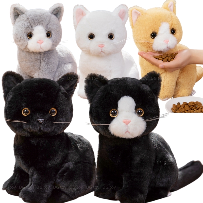 26 センチメートルシミュレーショングレー白黒猫ぬいぐるみ漫画座っているリアルな子猫動物猫人工タッチ人形ギフト子供のための