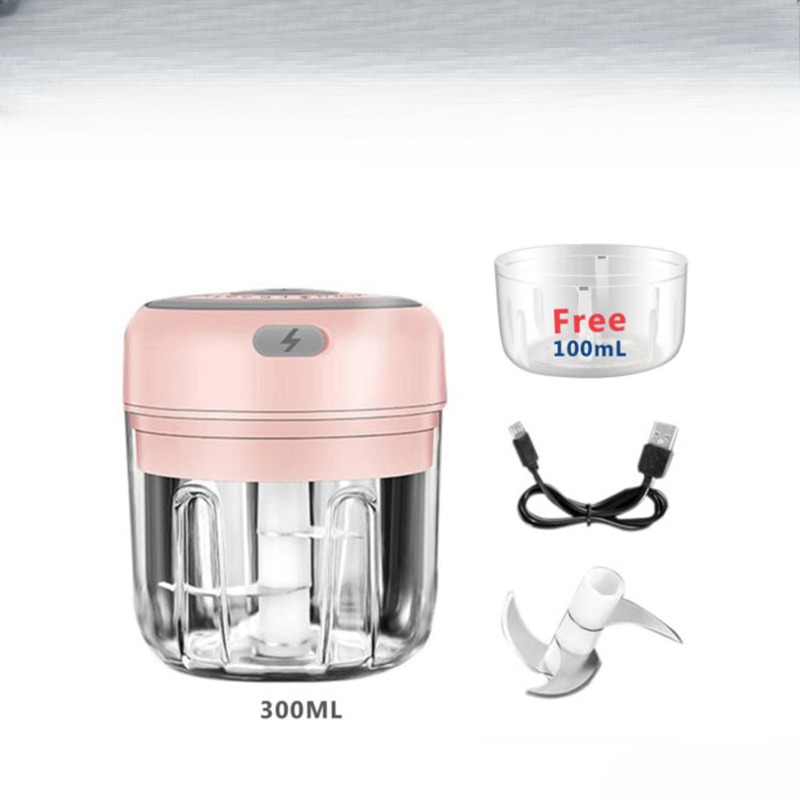 Electric 300ML Food Processor Garlic Press Chopper Chili Onion Fruits Meat Mincer Blender Mixer
