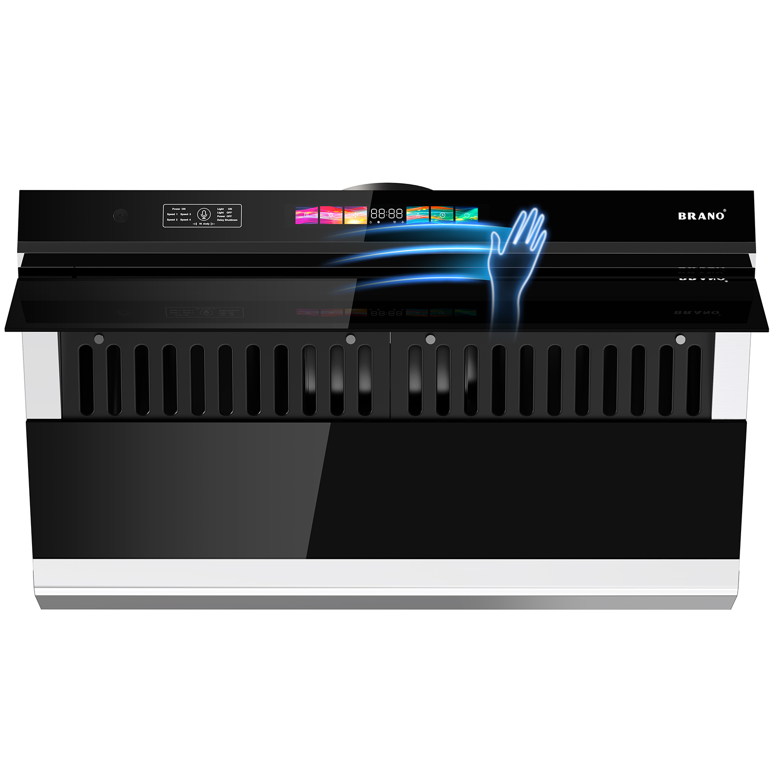 BRANO 36 インチ 900 CFM アンダーキャビネットレンジフードキッチンフード 4 LED ライトとチャコールフィルター付き、音声/ジェスチャー/タッチコントロール
