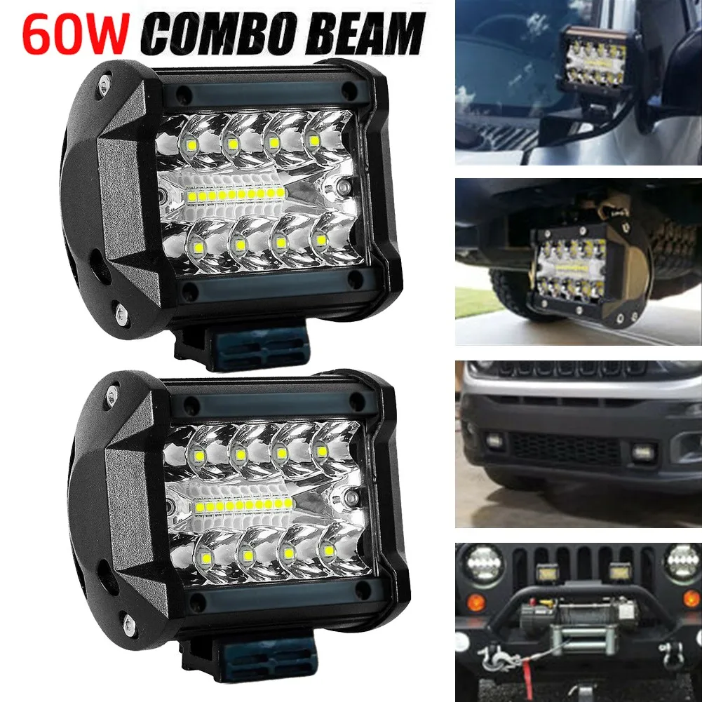 12V 60 ワット LED バーオフロードスポットフラッドコンボ LED ライトバーワークライトトラック車 SUV ATV UTV 4WD LED ヘッドライト